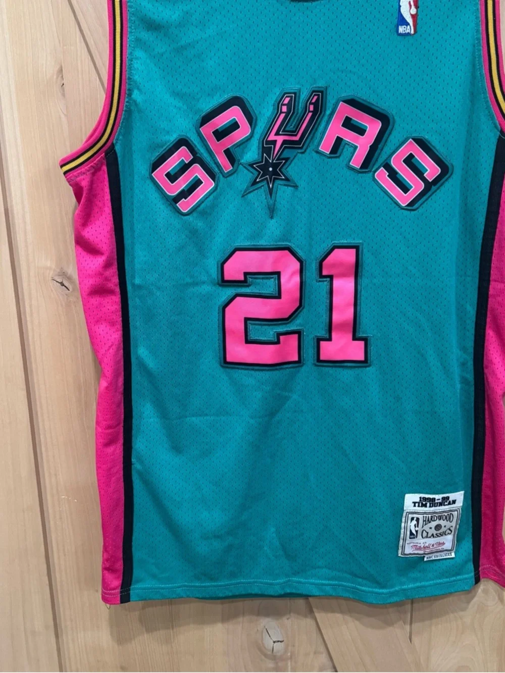 Mitchell & Ness Teal and Pink 'Duncan 21' Men’s Jersey